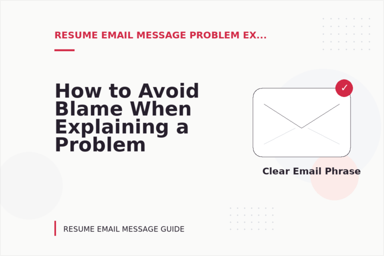 How to Avoid Blame When Explaining a Problem in Resume Email Message English